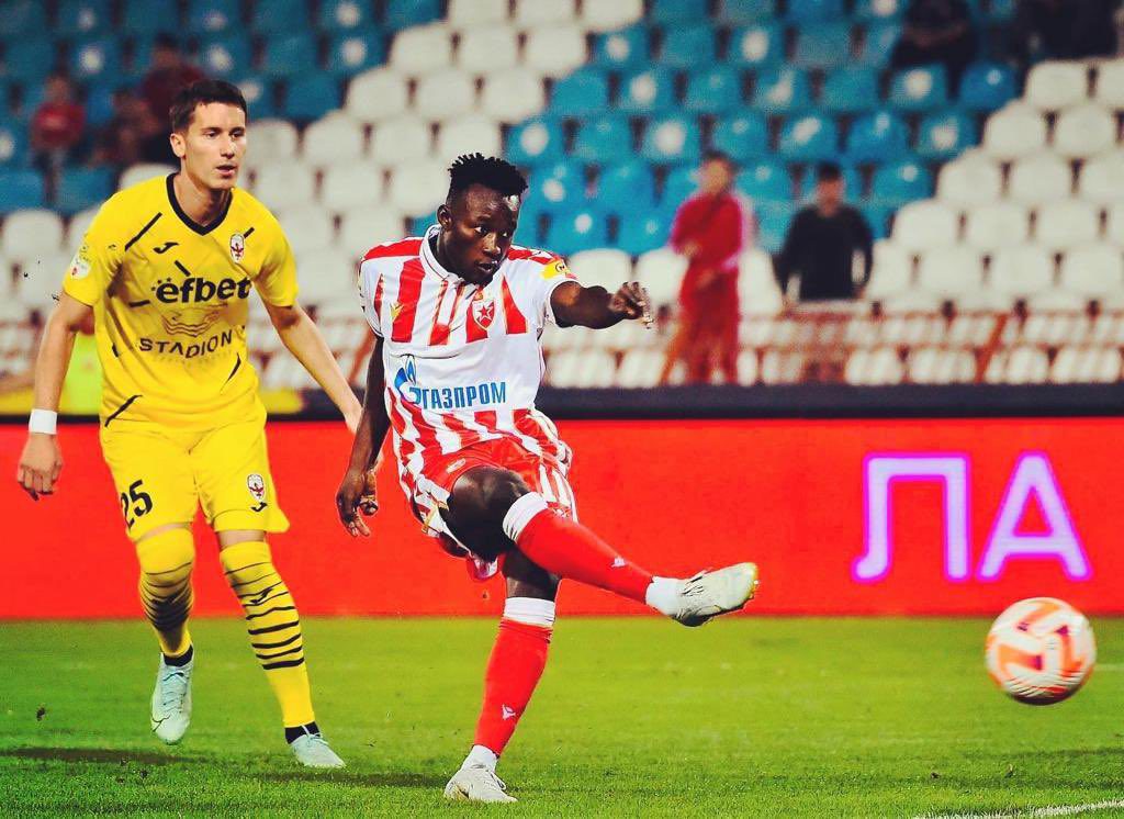 In-form Ghana winger Osman Bukari reacts after scoring third goal of the season in Red Star Belgrade big win 