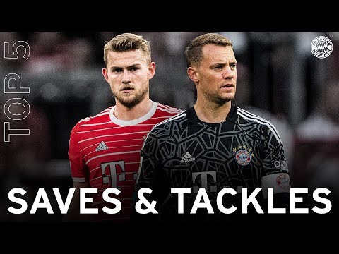 Neuer saves world-class, Davies with risky flying tackle: Top 5 saves & tackles 2022/23 | Bundesliga